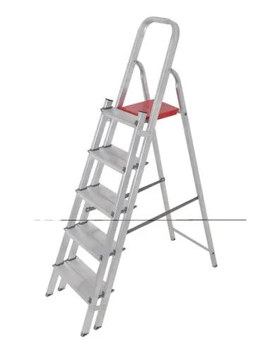 Escada Doméstica de Alumínio – 5 Degraus Leve e Reforçada