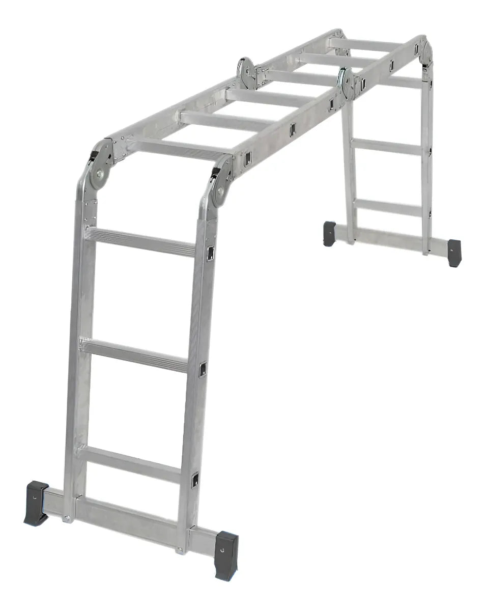 Escada Multifuncional Evolux 4x3 - 3,29m - 12 degraus - Sete Posições Prática Alumínio Resistente Limpeza Fácil Doze Degraus - Linha Evolux