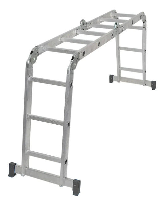 Escada Multifuncional Evolux 4x3 - 3,29m - 12 degraus - Sete Posições Prática Alumínio Resistente Limpeza Fácil Doze Degraus - Linha Evolux