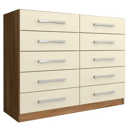 Cômoda Vitoria 10 Gavetas Naturale/Off White - Panorama Móveis
